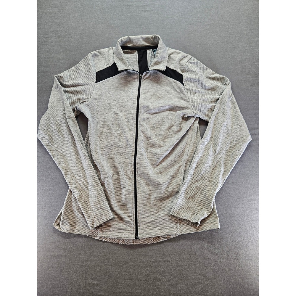 Champion C9 Womens Full Zip Track Jacket Gray Black Striped Activewear D9312-QRX